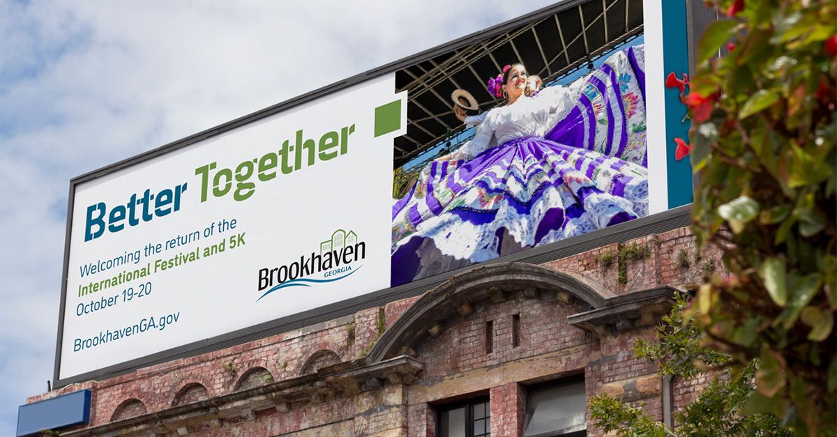 City of Brookhaven Better Together campaign show on a billboard.